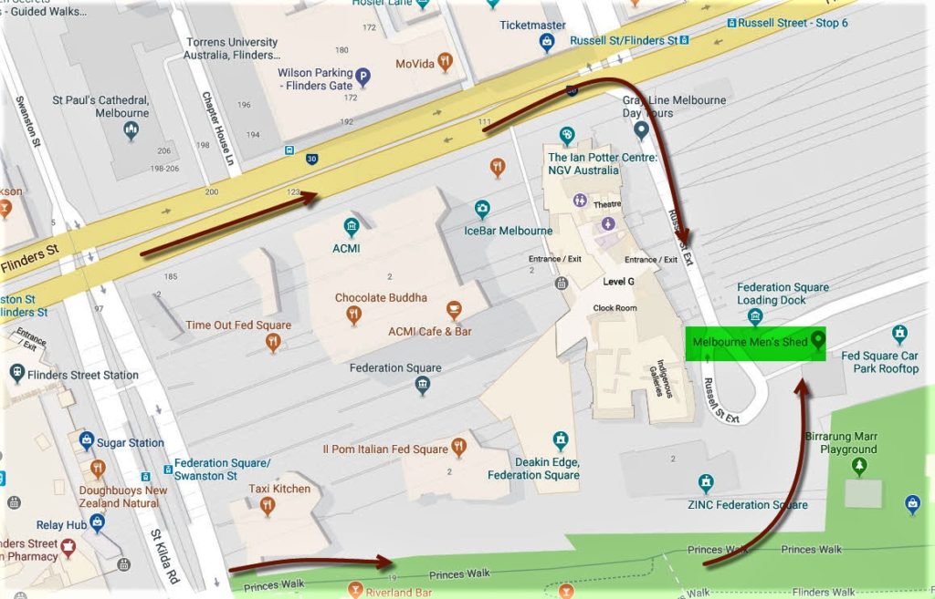 Map to Melbourne Men's Shed